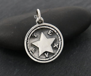 Sterling Silver Texas Star Charm -- SS/CH5/CR60 - Beadspoint