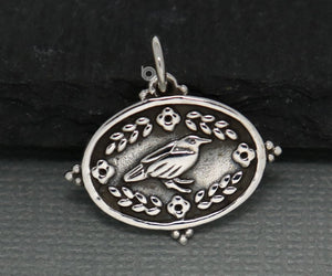 Sterling Silver Raven Charm  -- SS/CH6/CR73 - Beadspoint
