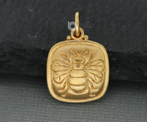 Gold Vermeil over Sterling Silver Bumblebee Charm  -- VM/CH7/CR112 - Beadspoint