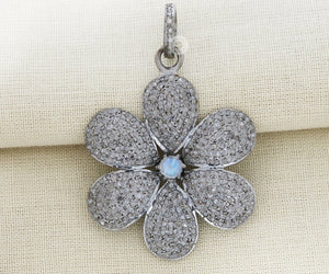 Pave Diamond Daisy Flower Pendant -- DPL-2233 - Beadspoint