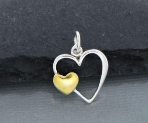 Sterling Silver Heart Charm   -- SS/CH8/CR46 - Beadspoint