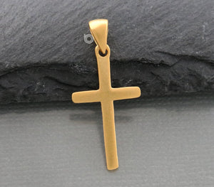 Gold Vermeil on Sterling Silver Cross Charm -- VM/CH1/CR42 - Beadspoint