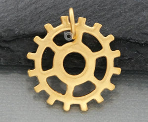 Gold Vermeil Over Sterling Silver Steam Punk Necklace Charm -- SS/CH12/CR2 - Beadspoint