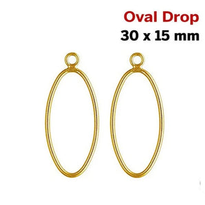 14k Gold Filled Oval Drop, 15x30 mm, (GF-764-30)