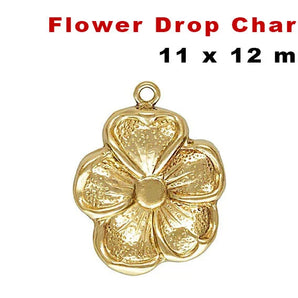 14K Gold Filled, Flower Drop Charm, 11.0 x 12.0mm, (GF-813)