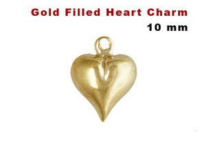 14K Gold Filled Heart Charm, 10 mm, (GF-838)