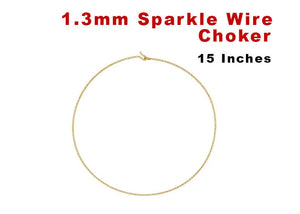 14K Gold Filled, 1.3 mm Sparkle Wire Choker, 15 Inches, (GF/827)