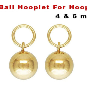 14k Gold Filled, Ball Hooplet, 2 Sizes, 4 and 6 mm, (GF-819)