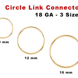 2 Pcs, 14K Gold Filled Circle Link Connector, 3 sizes, (GF-287)