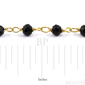 Black Onyx Wire Wrapped Rosary Chain, (RS-BNX-78) - Beadspoint