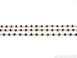 Black Onyx Wire Wrapped Rosary Chain, (RS-BNX-78) - Beadspoint