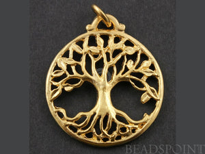 24K Gold Vermeil Over Sterling Silver Large Tree of Life Charm  --VM/CH4/CR19 - Beadspoint