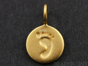 24K Gold Vermeil Over Sterling Silver Baby Feet Stamp Charm-- VM/CH10/CR16 - Beadspoint
