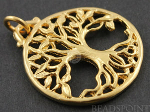 24K Gold Vermeil Over Sterling Silver Large Tree of Life Charm  --VM/CH4/CR19 - Beadspoint