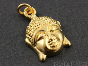 24K Gold Vermeil Over Sterling Silver Buddha Head Charm-- VM/CH2/CR20 - Beadspoint