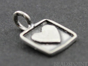 Sterling Silver Small Square Heart Charm -- SS/CH8/CR20 - Beadspoint