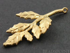 24K Gold Vermeil Over Sterling Silver Autumn Leaf Charm -- VM/CH4/CR24 - Beadspoint