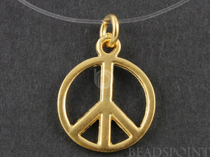 24K Gold Vermeil Over Sterling Silver Circle With Peace Charm -- VM/CH8/CR21 - Beadspoint