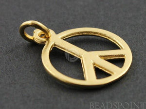 24K Gold Vermeil Over Sterling Silver Circle With Peace Charm -- VM/CH8/CR21 - Beadspoint