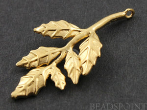 24K Gold Vermeil Over Sterling Silver Autumn Leaf Charm -- VM/CH4/CR24 - Beadspoint