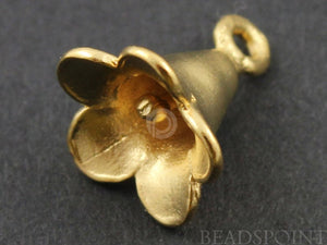 24K Gold Vermeil Over Sterling Silver Bell Flower Charm-- VM/CH4/CR25 - Beadspoint