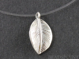 Sterling Silver Small Single Leaf Charm -- SS/CH4/CR27 - Beadspoint