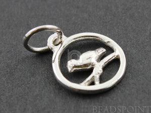 Sterling Silver Circle Bird Charm -- SS/CH6/CR21 - Beadspoint