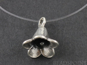 Sterling Silver Bell Flower Charm -- SS/CH4/CR25 - Beadspoint