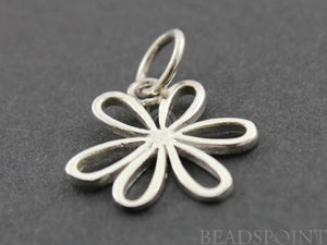 Sterling Silver 6 Petals Flower Charm -- SS/CH4/CR26 - Beadspoint