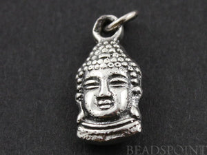 Sterling Silver Artisan Buddha Head Charm -- SS/CH2/CR30 - Beadspoint
