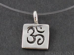 Sterling Silver Artisan OHM Square Charm -- SS/CH2/CR31 - Beadspoint