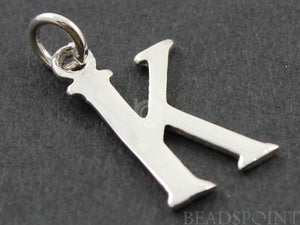 Sterling Silver Initial "K" Initial Charm -- SS/2032/K - Beadspoint