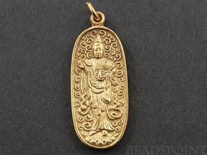 24K Gold Vermeil Over Sterling Silver Tribal Ethnic Buddhist Goddess of Compassion Charm -- VM/CH2/CR27 - Beadspoint