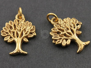 24K Gold Vermeil Over Sterling Silver Tree Charm  -- VM/CH4/CR35 - Beadspoint