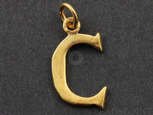Gold Vermeil Over Sterling Silver Letter "C" Initial Charm -- VM/2032/C - Beadspoint
