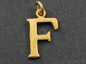 Gold Vermeil Over Sterling Silver Letter "F" Initial Charm -- VM/2032/F - Beadspoint