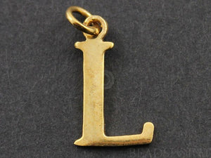 Gold Vermeil Over Sterling Silver Letter "L" Initial Charm -- VM/2032/L - Beadspoint