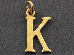 Gold Vermeil Over Sterling Silver Letter "K" Initial Charm -- VM/2032/k - Beadspoint