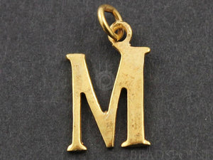 Gold Vermeil Over Sterling Silver Letter "M" Initial Charm -- VM/2032/M - Beadspoint