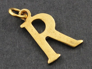 Gold Vermeil Over Sterling Silver Letter "R" Initial Charm -- VM/2032/R - Beadspoint