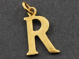Gold Vermeil Over Sterling Silver Letter "R" Initial Charm -- VM/2032/R - Beadspoint