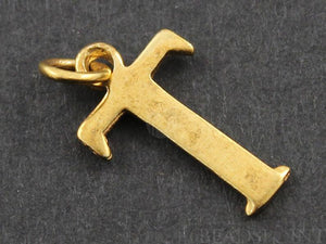 Gold Vermeil Over Sterling Silver Letter "T" Initial Charm -- VM/2032/T - Beadspoint