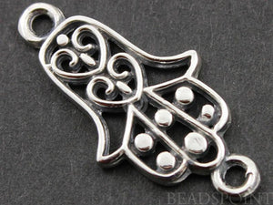 Sterling Silver Hamsa with Detailed Heart Pattern Charm-- SS/CH2/CR35 - Beadspoint