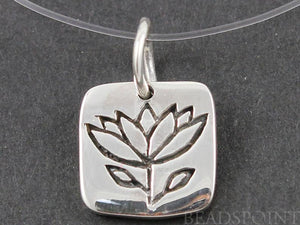 Sterling Silver Lotus in Square Charm-- SS/CH4/CR45 - Beadspoint