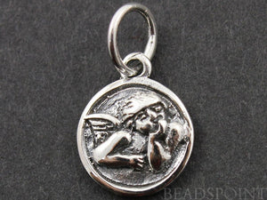 Sterling Silver Cupid in Circle Charm  -- SS/CH5/CR13 - Beadspoint