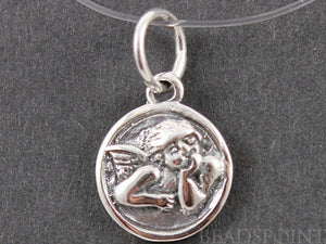 Sterling Silver Cupid in Circle Charm  -- SS/CH5/CR13 - Beadspoint