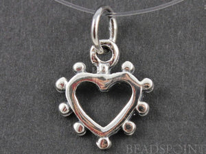 Sterling Silver Dotted Heart Charm   -- SS/CH8/CR23 - Beadspoint