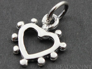 Sterling Silver Dotted Heart Charm   -- SS/CH8/CR23 - Beadspoint