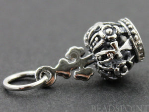 Sterling Silver Crown Charm -- SS/CH10/CR19 - Beadspoint