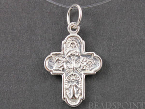 Sterling Silver Detailed Cross Charm  -- SS/CH20/CR10 - Beadspoint